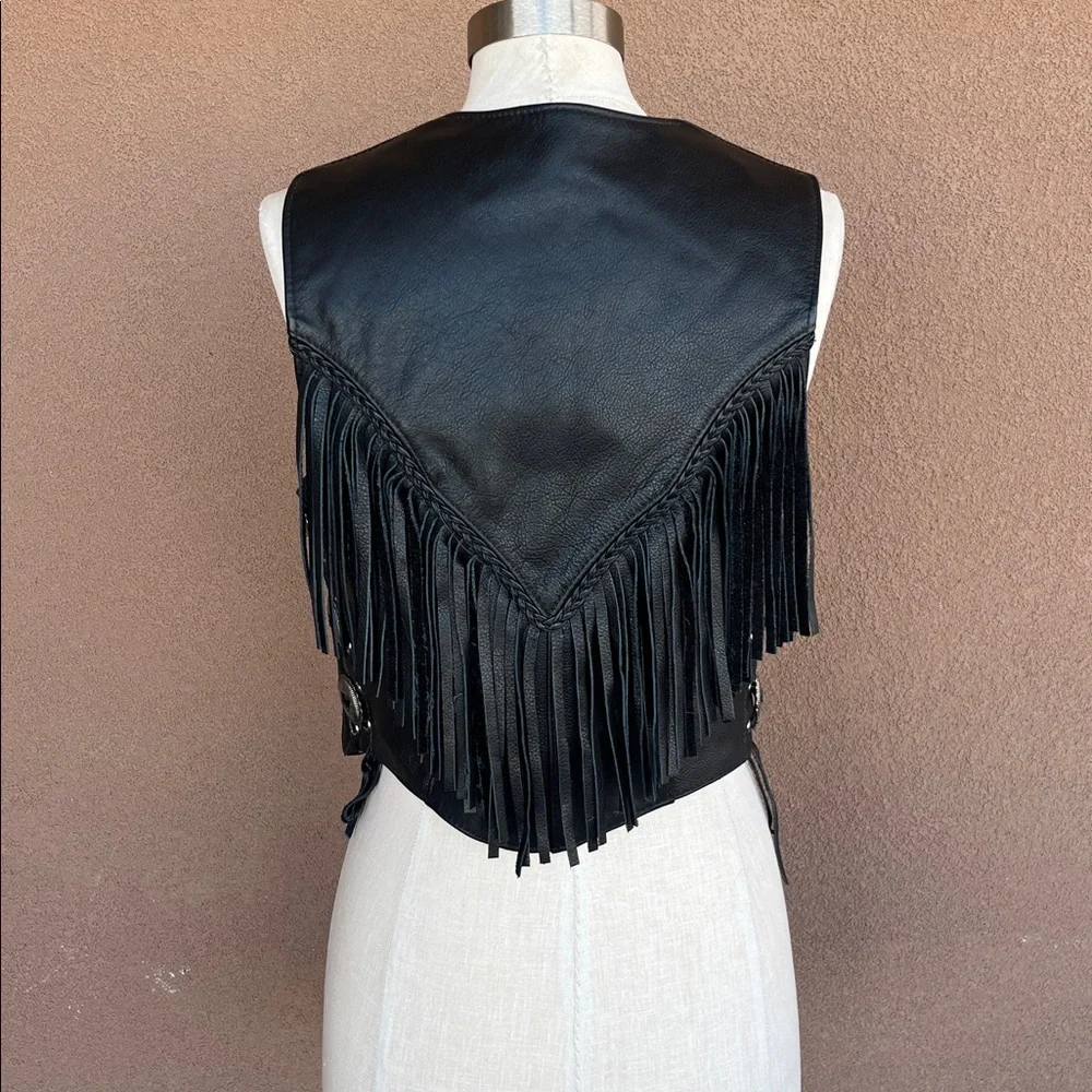 Fashion by Rose Black Leather Fringe Vest - Picture 5 of 9